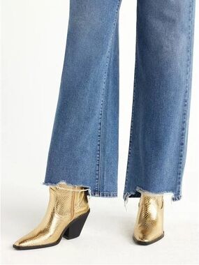 Brand New Scoop NYC Gold Snake Texture Western Cowboy Short Ankle Boots